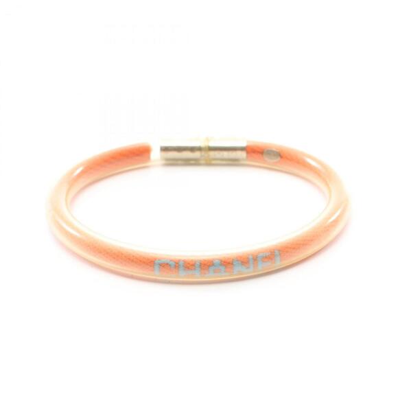 CHANEL Sport Line Logo Tube Bangle Bracelet Rubber Women's Orange
